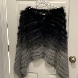 Ombré Rabbit Fur Poncho/ Cover up